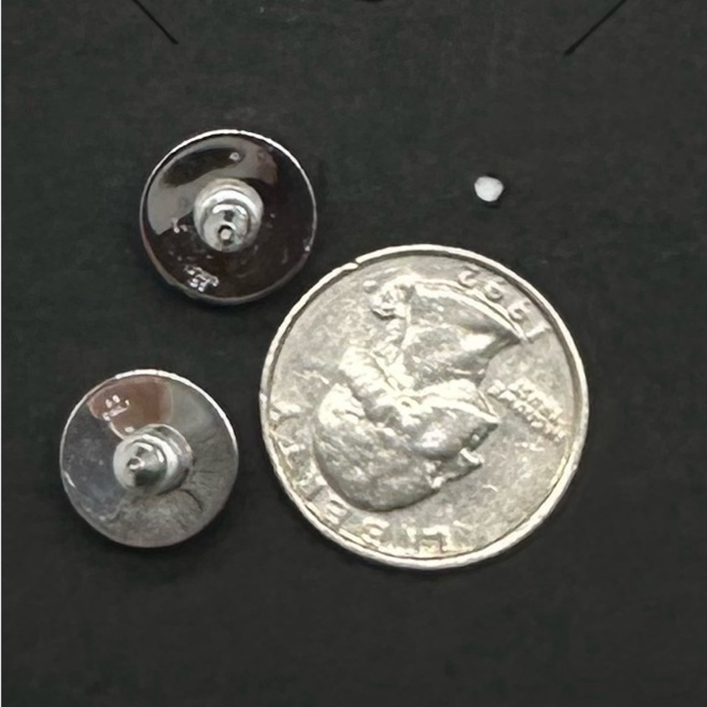Carla Vintage Stainless Steel Half Ball Stud Earrings Signed Silver Made USA - Picture 7 of 9